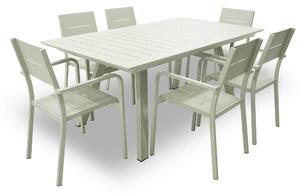 Set Tavolo Allungabile e 6 Sedie da Giardino in Alluminio Serse Champagne