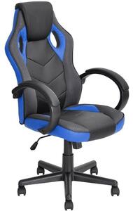 Sedia da gaming, sedia da ufficio con rotelle, blu, regolabile in altezza