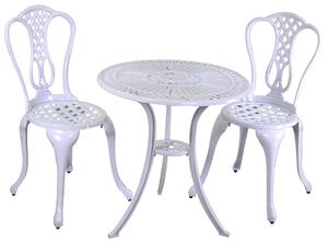 Set Tavolo e 2 Sedie da Giardino in Alluminio Siracusa Bianco