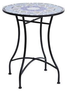 Outsunny tavolino giardino, tavolino giardino ceramica, tavolino outsunny, tavolino giardino outsunny, tavolino esterno Black, Blue and White Φ60x71 cm