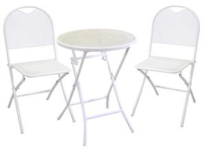 Set Tavolo e 2 Sedie Pieghevoli da Giardino in Ferro Lucca Bianco