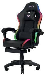 Sedia da gaming con poggiapiedi, illuminazione RGB a LED, doppio cuscino, capacità massima di 150 kg