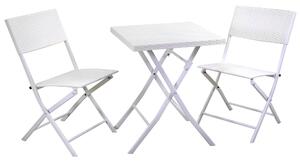 Set Tavolo e 2 Sedie Pieghevoli da Giardino in Ferro Spokane Bianco