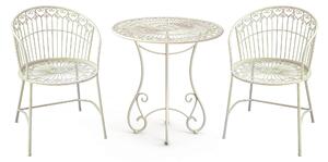 Set Tavolo e 2 Sedie da Giardino in Metallo Ragusa Avorio