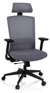 Sedia da ufficio CAPTIVO, rivestita in tessuto/rete, grigia, ergonomica, regolabile