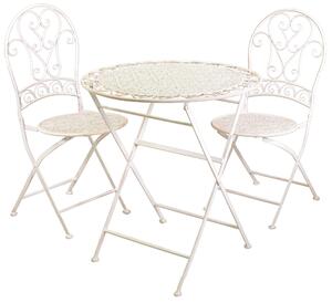 Set Tavolo e 2 Sedie da Giardino in Metallo Ragusa Avorio