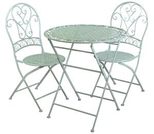 Set Tavolo e 2 Sedie Pieghevoli da Giardino in Metallo Ragusa Verde