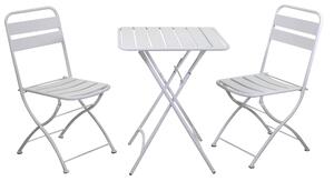 Set Tavolo e 2 Sedie Pieghevoli da Giardino in Metallo Rovigo Bianco