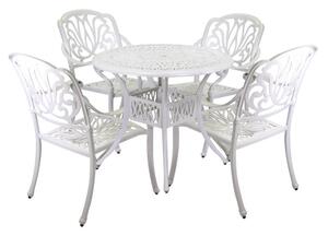 Set Tavolo e 4 Sedie da Giardino in Alluminio Maryland Bianco