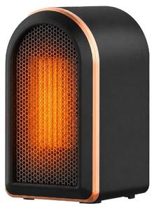 Stufa elettrica con ventola, 1200 W, riscaldamento PTC in Vetroceramica, 2 livelli di riscaldamento, protezione anticaduta, colore nero