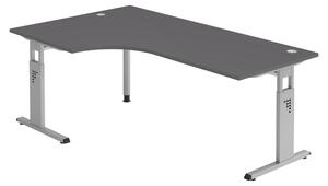 Bümö Scrivania Serie-O - Struttura: argento, decorazione: grafite, dimensioni: scrivania angolare 200 x 120 cm