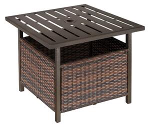Tavolino da Giardino 55,5x55,5x46 cm in Rattan e Acciaio Marrone
