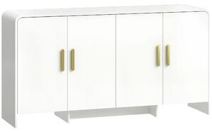 HOMCOM Madia da cucina con 4 ripiani, 4 ante con chiusura morbida, mobile TV per 182,9 cm, 152x40x80 cm, Bianco | Aosom Italy
