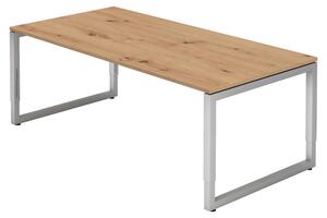 Bümö Scrivania Serie-R - Struttura: argento, decorazione: rovere nodoso, dimensioni: 200 x 100 cm