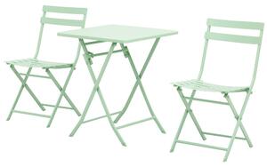 Set Tavolo e 2 Sedie Pieghevoli da Giardino in Metallo Verde