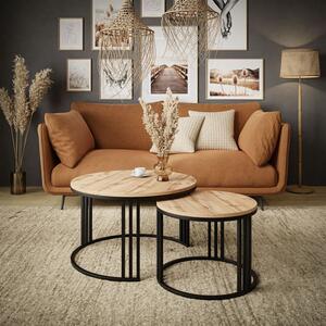 Tavolino rotondo 2in1 LORI LOFT, nero / rovere Wotan