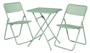 Set Tavolino e 2 Sedie Pieghevoli da Giardino in Metallo Manhattan Verde