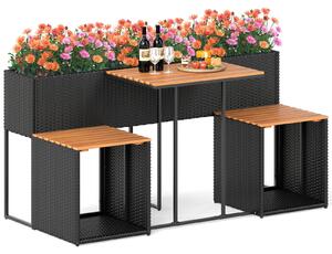 Set di mobili da giardino 2 in 1 KOMFOTTEU, con aiuola rialzata e gruppo sedute con fioriera integrata