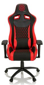 Sedia da gaming SX 04, rivestita in tessuto/ecopelle, nera/rossa