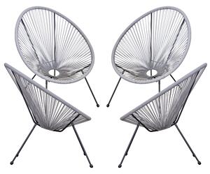 Set 4 Sedie da Giardino Ovali 73x77x87 cm in Rattan PE Grigio Chiaro
