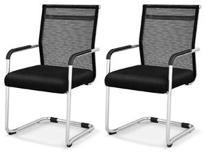 Set di due sedie impilabili, con schienale in rete, struttura in metallo, colore nero