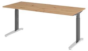 Scrivania bümö Serie XB - Decorazione: rovere nodoso, dimensioni: 180 x 80 cm, struttura: grafite/alluminio lucido