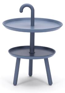Tavolino da Giardino Ø41x55 cm 2 Ripiani in Polipropilene Grigio