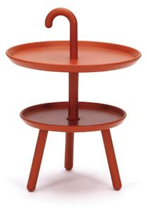 Tavolino da Giardino Ø41x55 cm 2 Ripiani in Polipropilene Arancione