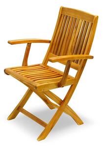 Set 2 Sedie da Giardino Pieghevoli in Legno di Acacia Fsc 100% con Braccioli