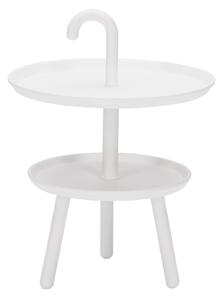 Tavolino da Giardino Ø41x55 cm 2 Ripiani in Polipropilene Bianco