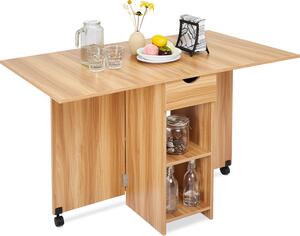 Tavolo da pranzo Mondeer Tavolo da cucina pieghevole con un cassetto e due mensole portaoggetti Tavolo da sala da pranzo Tavolo da caffè con gambe regolabili