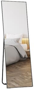 HOMCOM Specchio da Terra Moderno a Figura Intera, Design Autoportante o da Parete, 50x160 cm, Nero