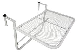 Tavolino Sospeso da Balcone 60x56.5x45 cm Regolabile in Ferro Bianco