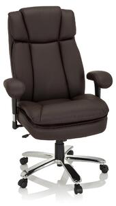 Sedia da ufficio XXL BUILDER XXL, rivestita in ecopelle, color marrone scuro