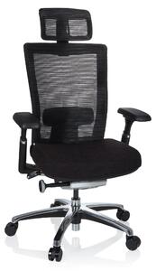Sedia da ufficio in rete nera, ergonomica, con poggiatesta