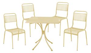 Set Tavolo + 4 Sedie in Acciaio Verniciato Crema Salotto Ocean Cream