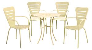 Set Tavolo + 4 Sedie in Acciaio Verniciato Crema Salotto Ginevra
