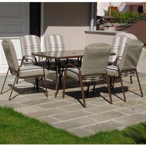 Set da Pranzo Tavolo e Poltrone Imbottite Ecru' per Arredo Giardino Terrazzo