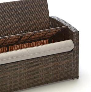 Set Salotto da Giardino in PVC Rattan Divano 2 Posti 2 Poltrone e Tavolino Taddei Syrma Marrone