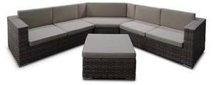 Set Salotto da Giardino in PVC Rattan Divano 5 Posti e Pouf Taddei Atlas Marrone