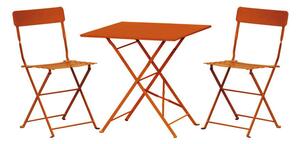 Set Tavolo + 2 Sedie Pieghevoli in Acciaio Arancione Salotto Orange