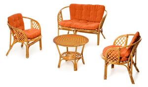 Set Salotto da Giardino in Rattan Divano 2 Posti Tavolo e 2 Poltrone Taddei Bahamas Marrone