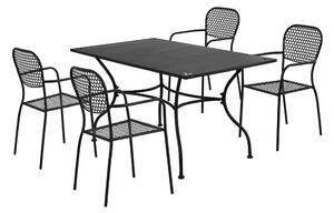 Set Tavolo + 4 Sedie in Acciaio Verniciato Antracite Salotto Perugia