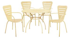 Set Tavolo + 4 Sedie in Acciaio Verniciato Crema Salotto Ginevra Big