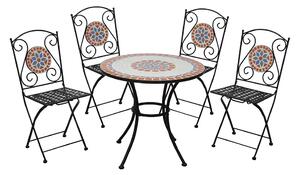 Set Tavolo con Mosaico + 4 Sedie Pieghevoli Salotto Taormina