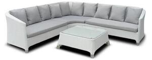 Set Salotto da Giardino in PVC Rattan Divano 6 Posti e Tavolino Taddei Naos Bianco