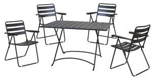 Set Tavolo + 4 Sedie Pieghevoli in Acciaio Verniciato Antracite Salotto Mery