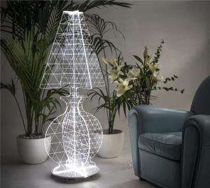 Lampada Da Terra ESA BIG, realizzata in plexiglass, Dimensioni 64x64x h 148 cm, 24 W, 4000 K lavorazione laser per creare un affascinante intreccio geometrico