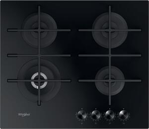 Whirlpool Piano Cottura 4 Fuochi a Gas 60 cm (1 Bruciatore Wok) colore Nero