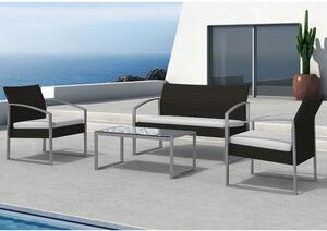 Set Salotto da Giardino Divano + 2 Poltrone + Tavolino Alicante Nero